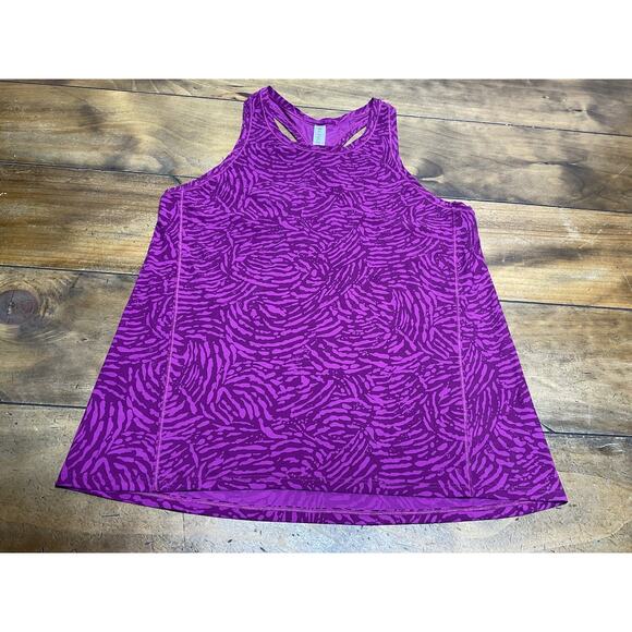 Athleta Racer Bank Tank Athletic Top Purple Pink Animal Print Size Small - Picture 1 of 10